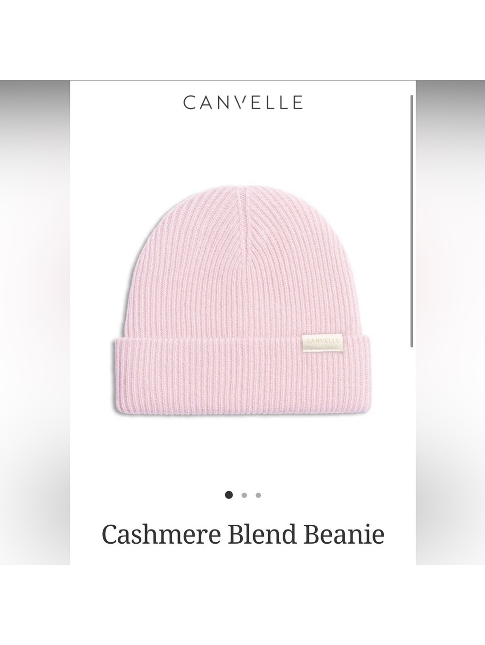 Canvelle Pink Cashmere Wool Blend Ribbed Beanie NWT